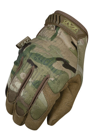 Camouflage tactical glove on a white background